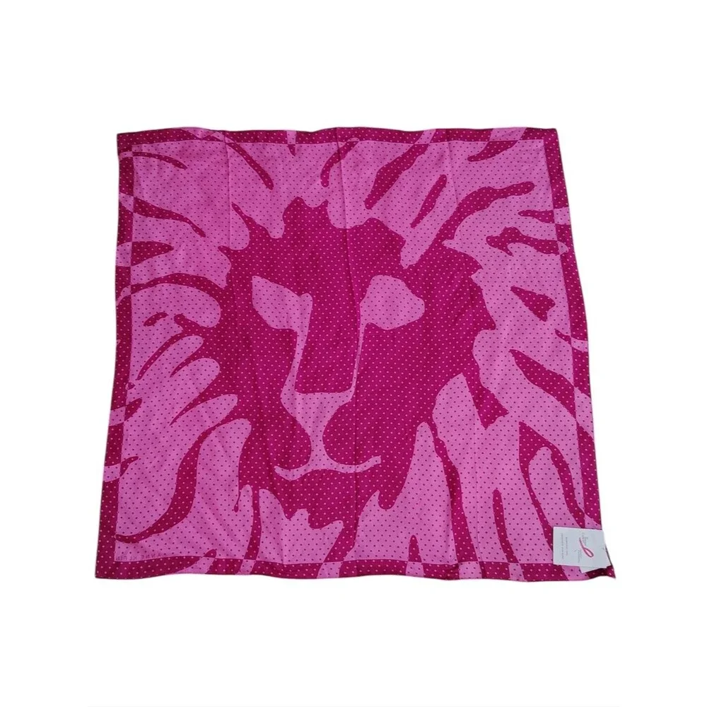 NWT Anne Klein 100% Silk Polka Dot Lion Scarf Breast Cancer Awareness